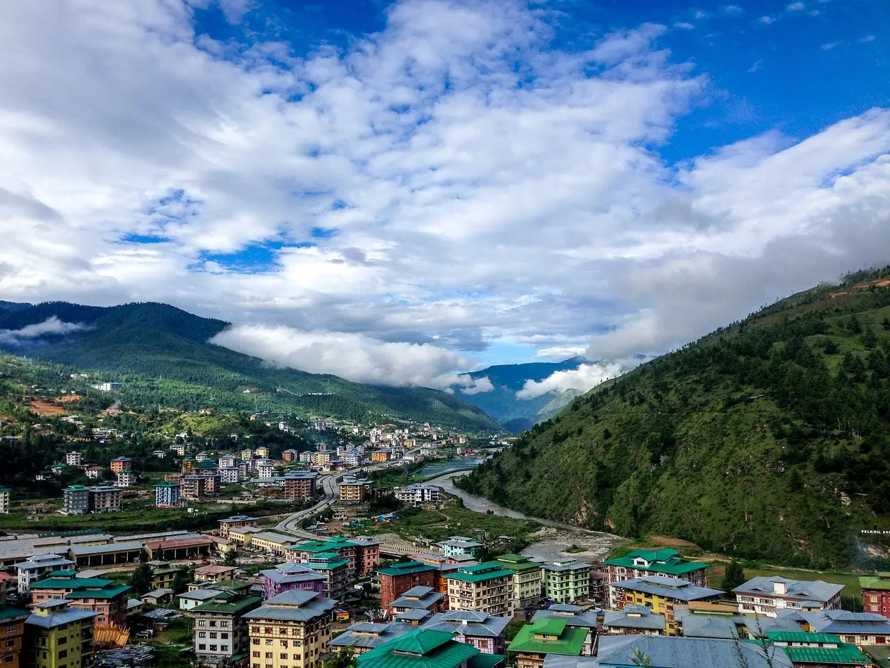 bhutan, village, mountain